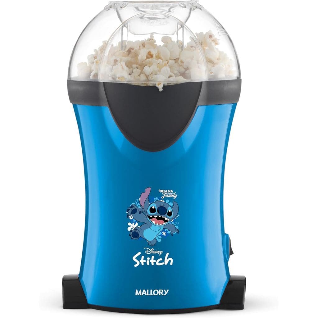 Pipoqueira Elétrica Stitch Disney Mallory – 1200W, Sem Óleo, Botão Liga/Desliga, Pés Antiderrapantes