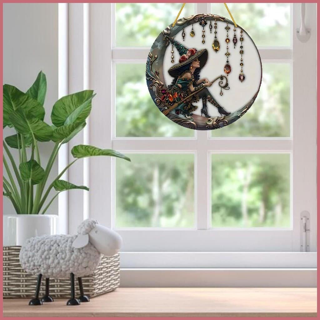 Decoração de Quarto de Bruxa em Acrílico, Decoração de Casa Estilo Gótico, Porta Encantadora com Lua e Corda cstui2br