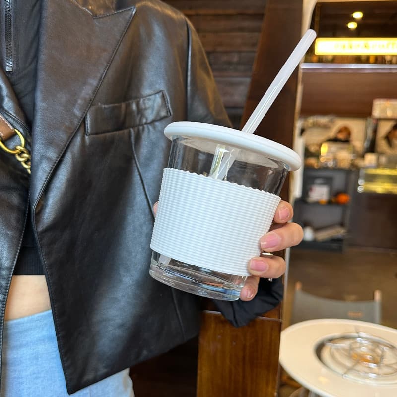 O que é este copo de água de fada!Copo de café bebida suco bebida fria copo de palha de vidro prático