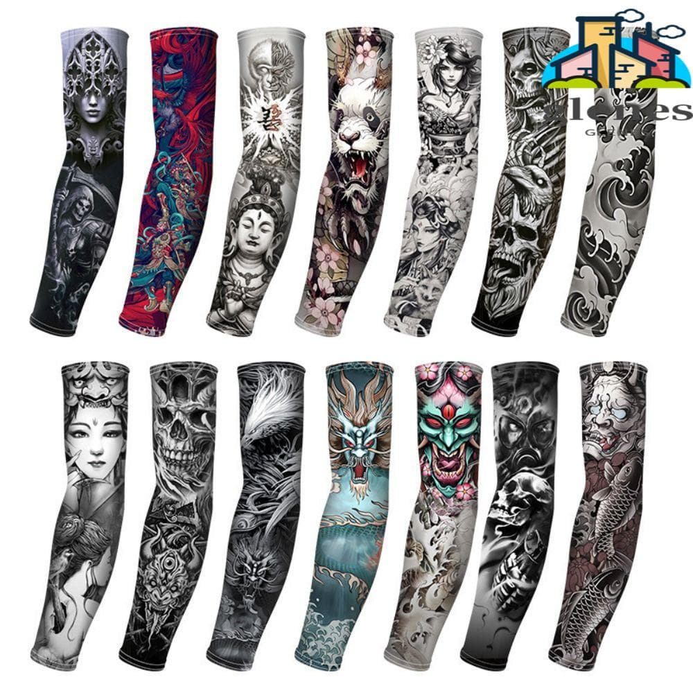 Manga De Tatuagem De Braço De Flor GLENES , Protetora Solar Masculina Respirável Com Padrão Fina Seda Gelada