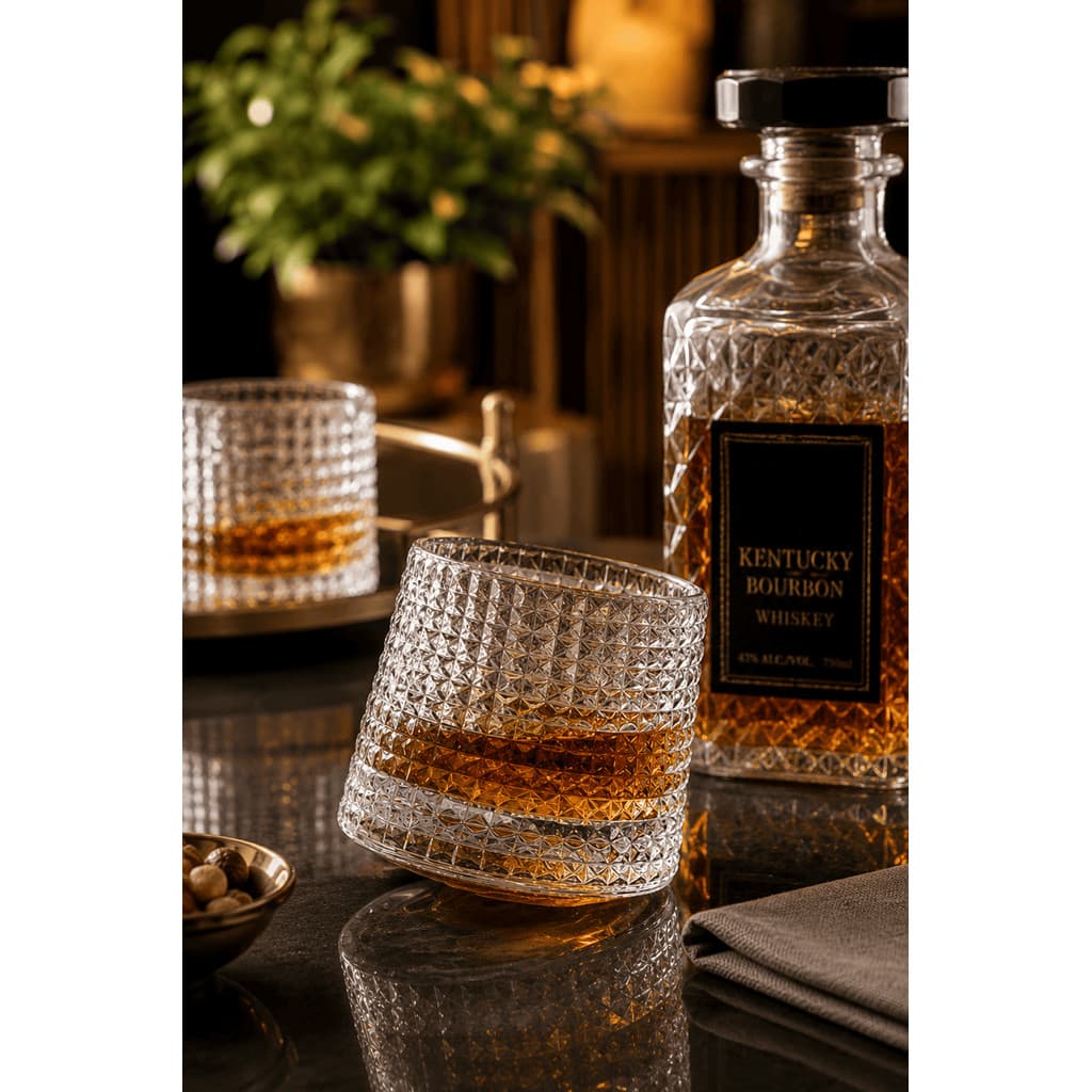 Copo Whisky Giratório Cristal 150 Ml 7x7cm Presente Namorado