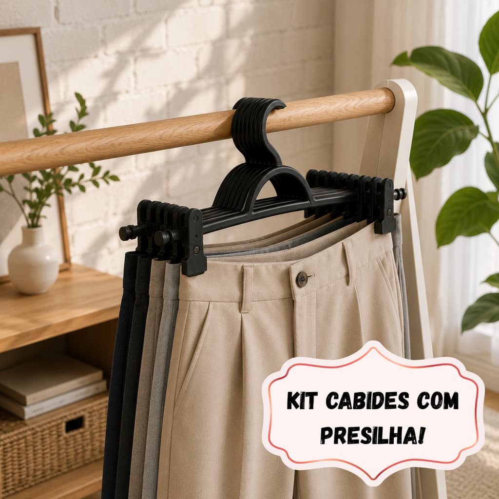 Kit com Até 30 Cabides Adulto De Plastico Preto Com Presilhas Resistente Para Saias Vestidos Calças.