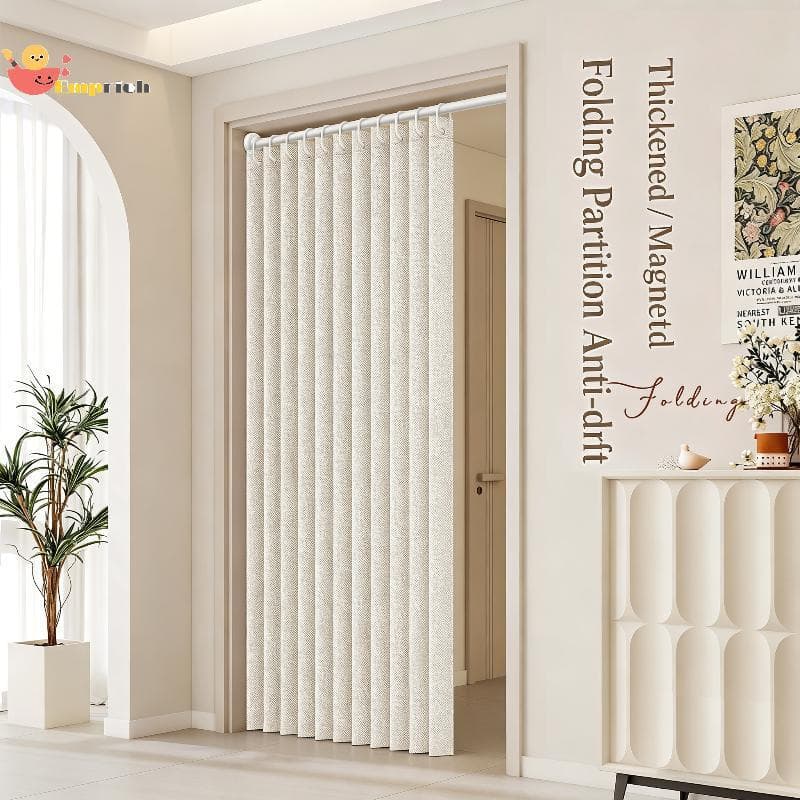 EMCH > Cortina De Porta Dobrável Para Casa , Sem Perfuração , Chique , Elegante , Divisória , Privacidade Quarto , Sala