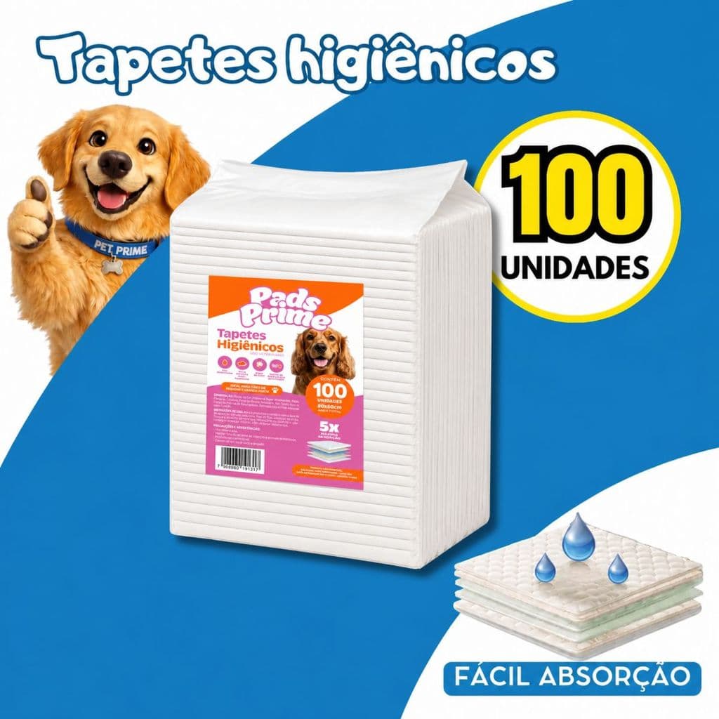 Tapete Higiênico 80X60 100UN PADS PRIME