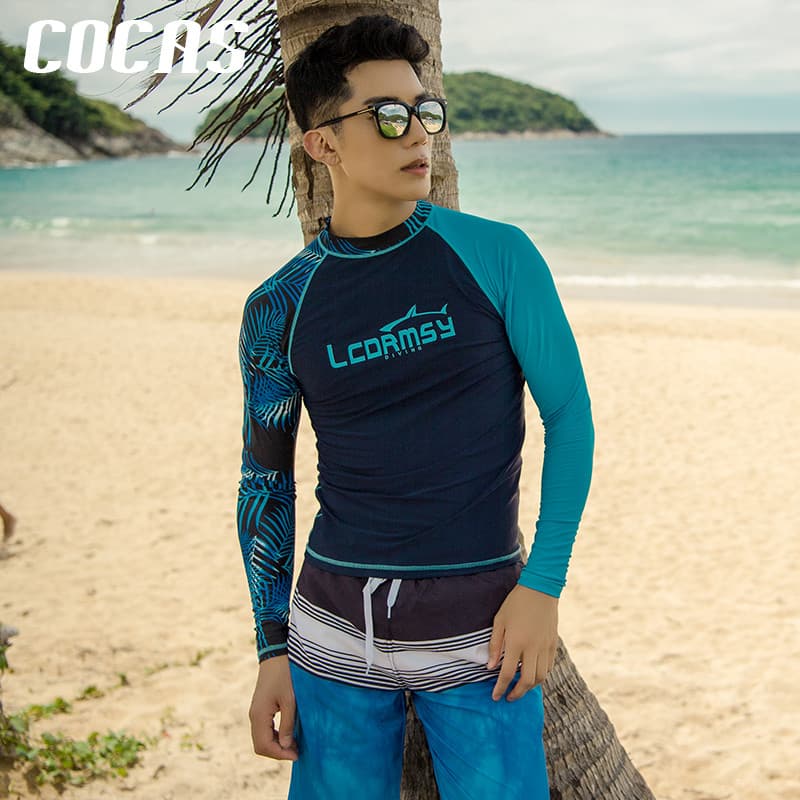 Protetor solar de manga comprida maiô masculino terno de mergulho divisão medusa terno surf terno de secagem rápida Raft