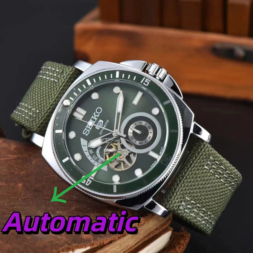 Relógio mecânico automático da moda SKO Nylon Band Relógio masculino de alta qualidade