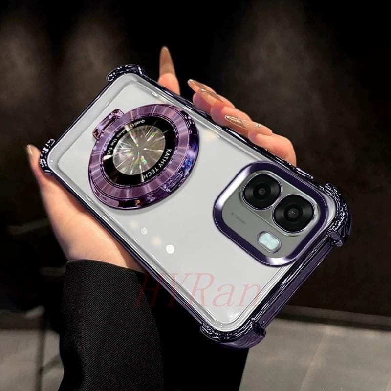 Capinha OPPO A6T 5G airbag De Quatro Cantos anti-Queda De Telefone Transparente Com Suporte CDSJ