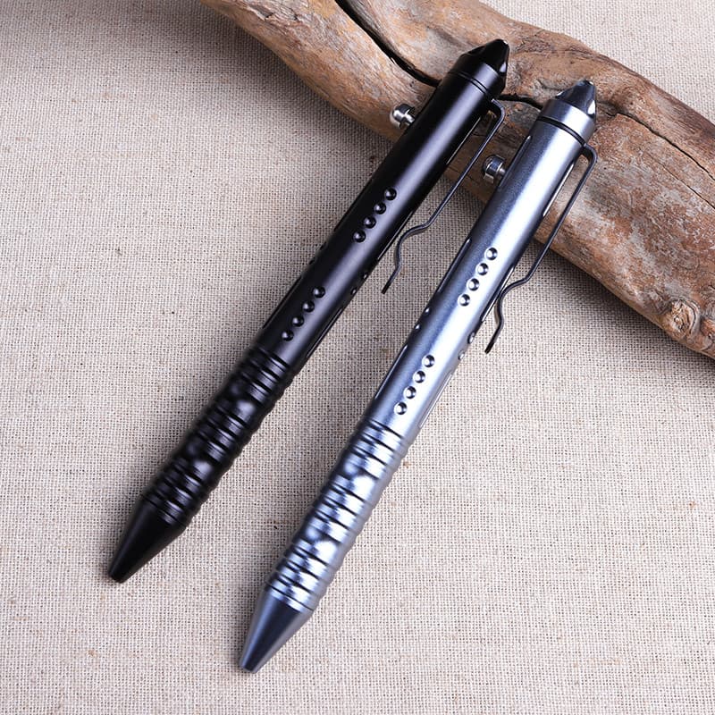 Caneta tática tipo Push, Material de liga de alumínio, cabeça de aço de tungstênio, janela quebrada, caneta de assinatur