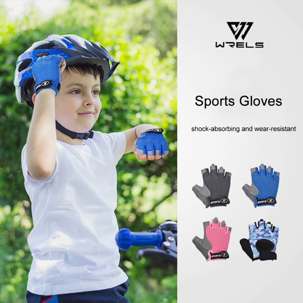 Luvas de ciclismo infantis meio dedo antiderrapantes respiráveis ​​finas esportes ao ar livre
