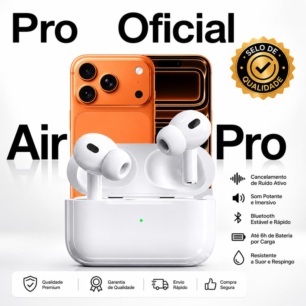 Fone Bluetooth Pro5 Premium | Imersão Total c Cancelamento Ruído Qualidade Superior p iPhoneAndroid