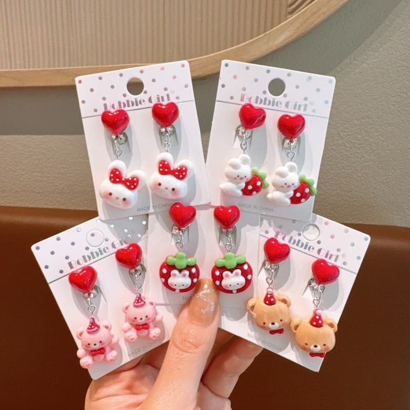 Crianças clipes de orelha sem piercing brincos meninas novo estilo bonito dos desenhos animados brincos perfurados menin