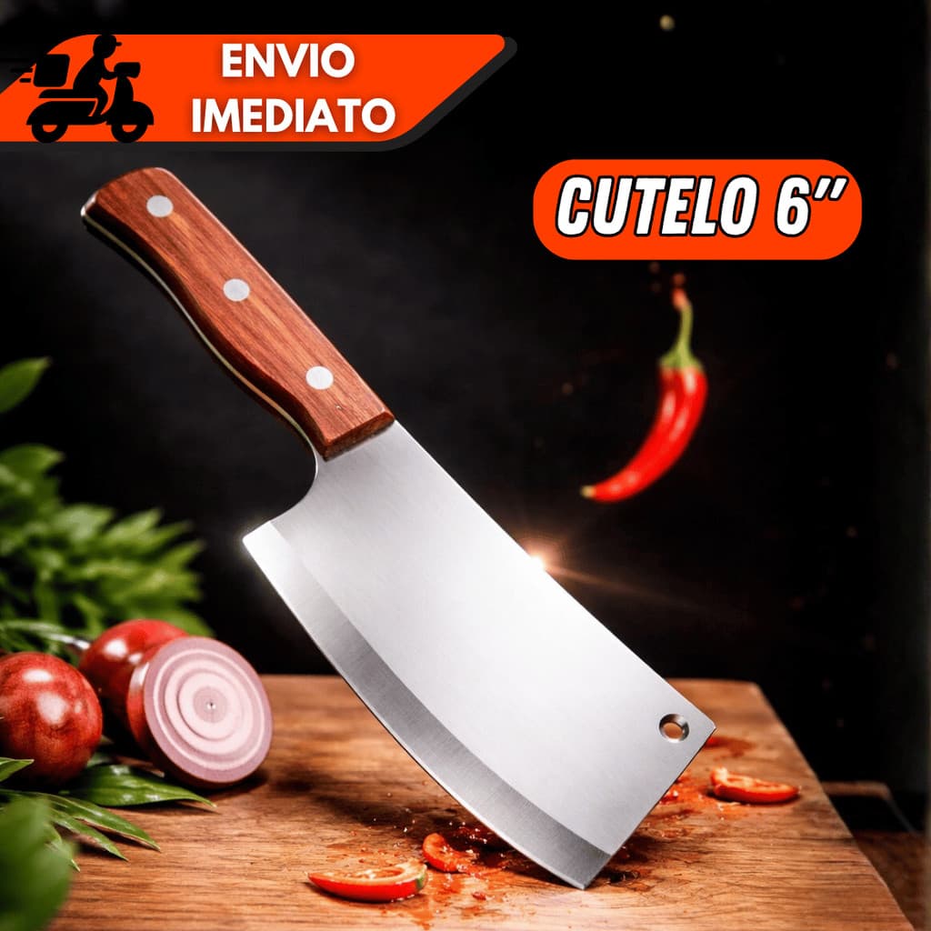 Cutelo Profissional Cozinha Machadinha Pesada Para Cortar Osso Cabo de Madeira