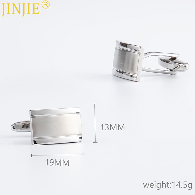 Preço baixo Abotoaduras masculinas de Metal liso escovado brilhante, abotoaduras de camisa francesa masculina de comérci