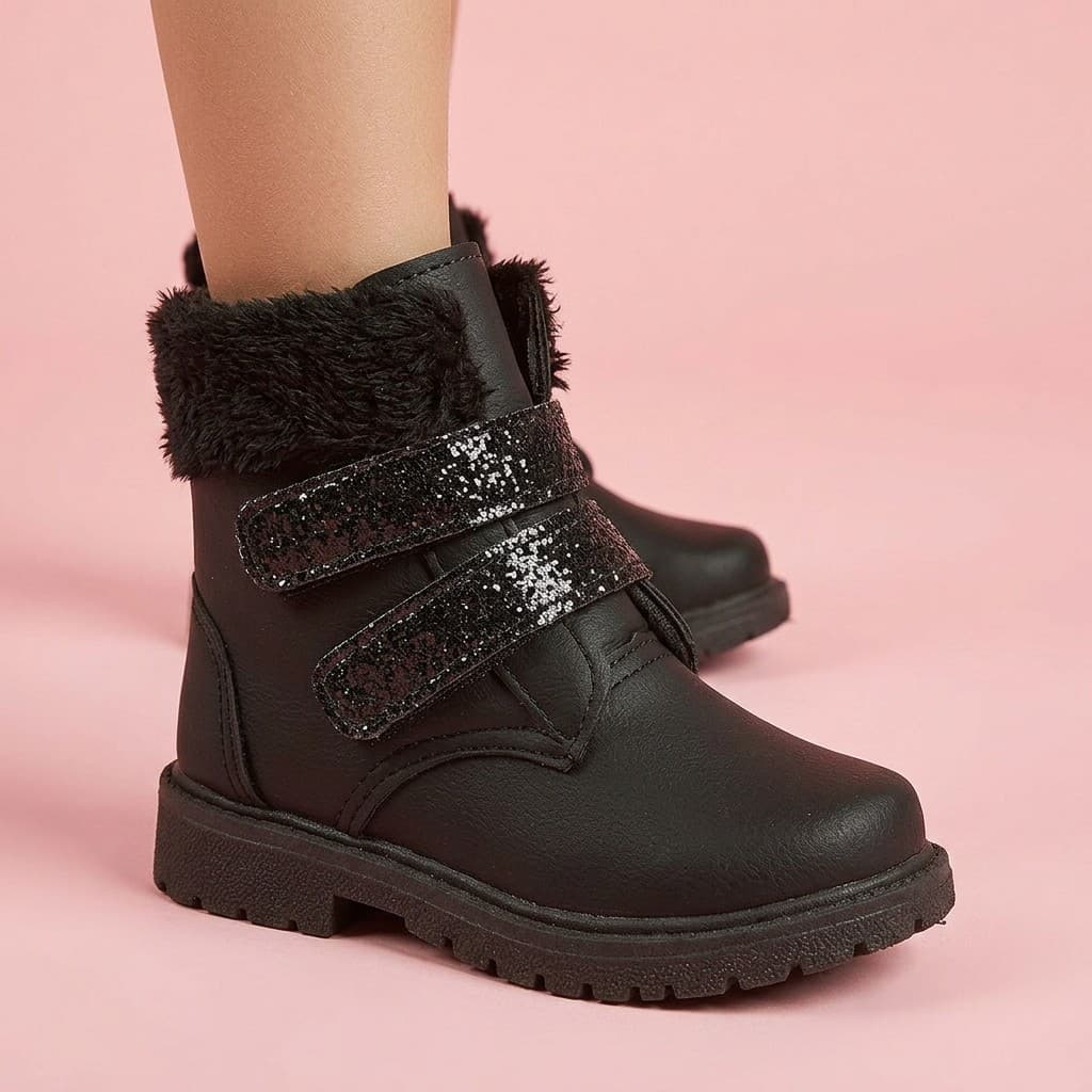 Bota Coturno Infantil Menina Botinha Forrada Pelúcia Blogueirinha Confortável Macia Outono Inverno