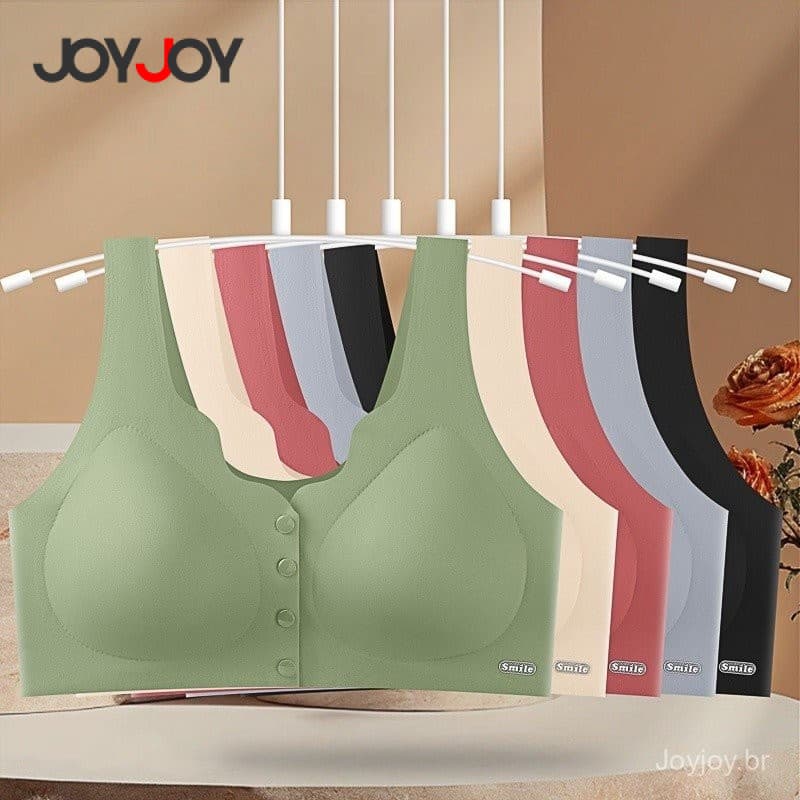 Joyjoy Venda quente Midage E Idosos Sutiã Sem Costura, Anti-Encolhimento Anel De Aço Reunidos, Frente Botões Vest Estilo