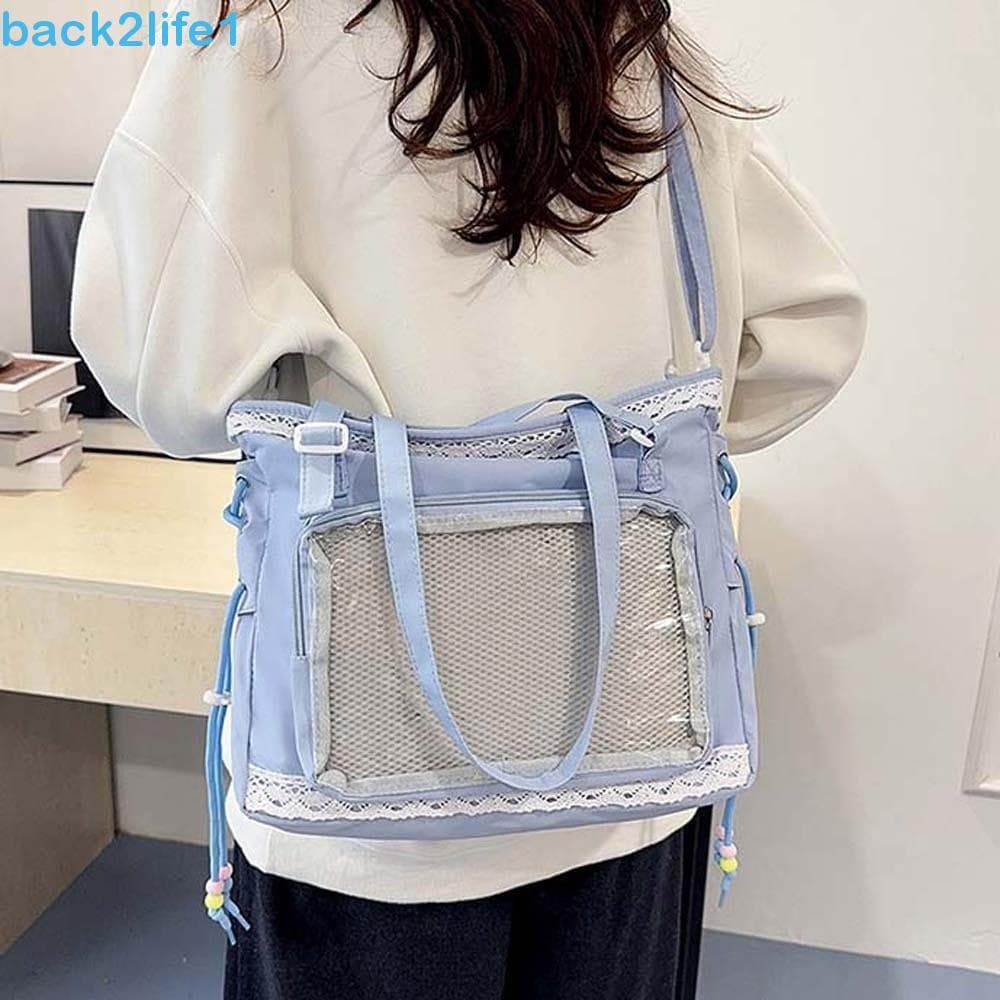 BACK2LIFE1 Bolsa Ita De Ombro , Decoração De Renda Transparente Gótica De Grande Capacidade , PVC