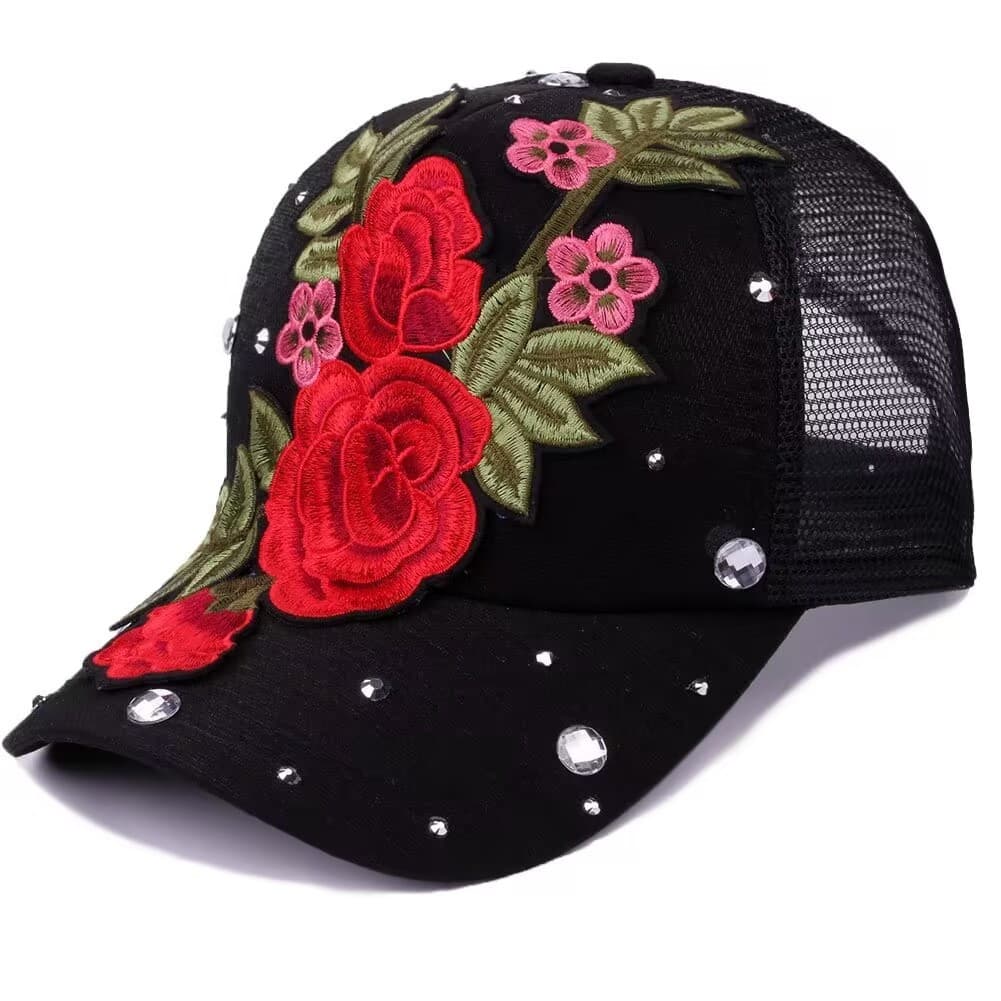 Chapéu de sol bordado para mulheres, boné de beisebol bordado, chapéu de sol feminino