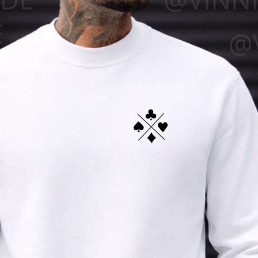 Moletom Masculino Branco Minimalista Naipe Poker Casual Algodão Conforto Premium Top