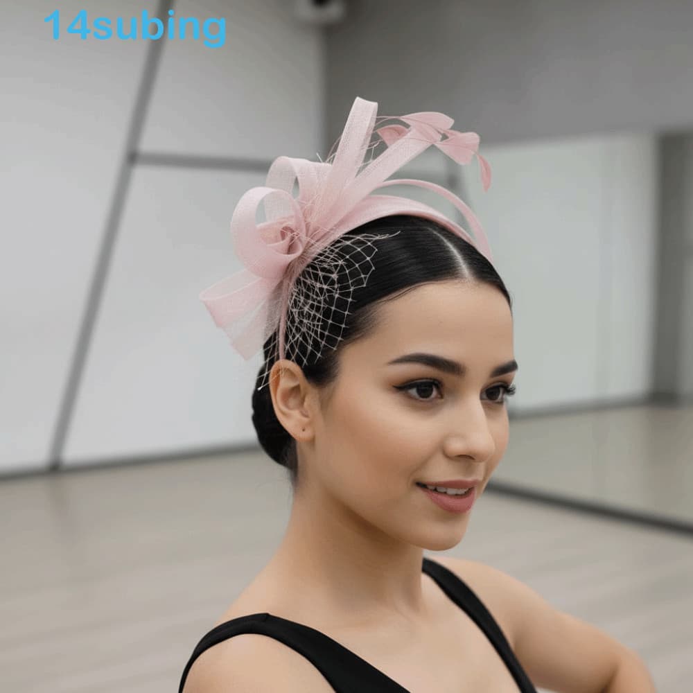 SUBING Argola De Cabelo Fascinator Elegante , Faixa De Cabeça De Malha De Penas De Cor Sólida , Engraçada