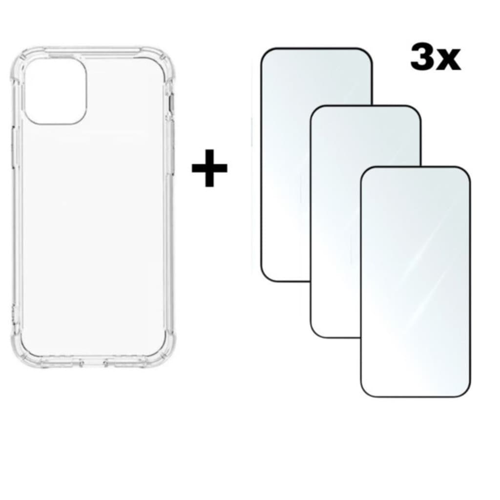 Kit 4em1 Capa TPU + 3X Película de Vidro Temperado 3D Para iPhone X XS 11 12 13 14 15 16 17 Pro Max