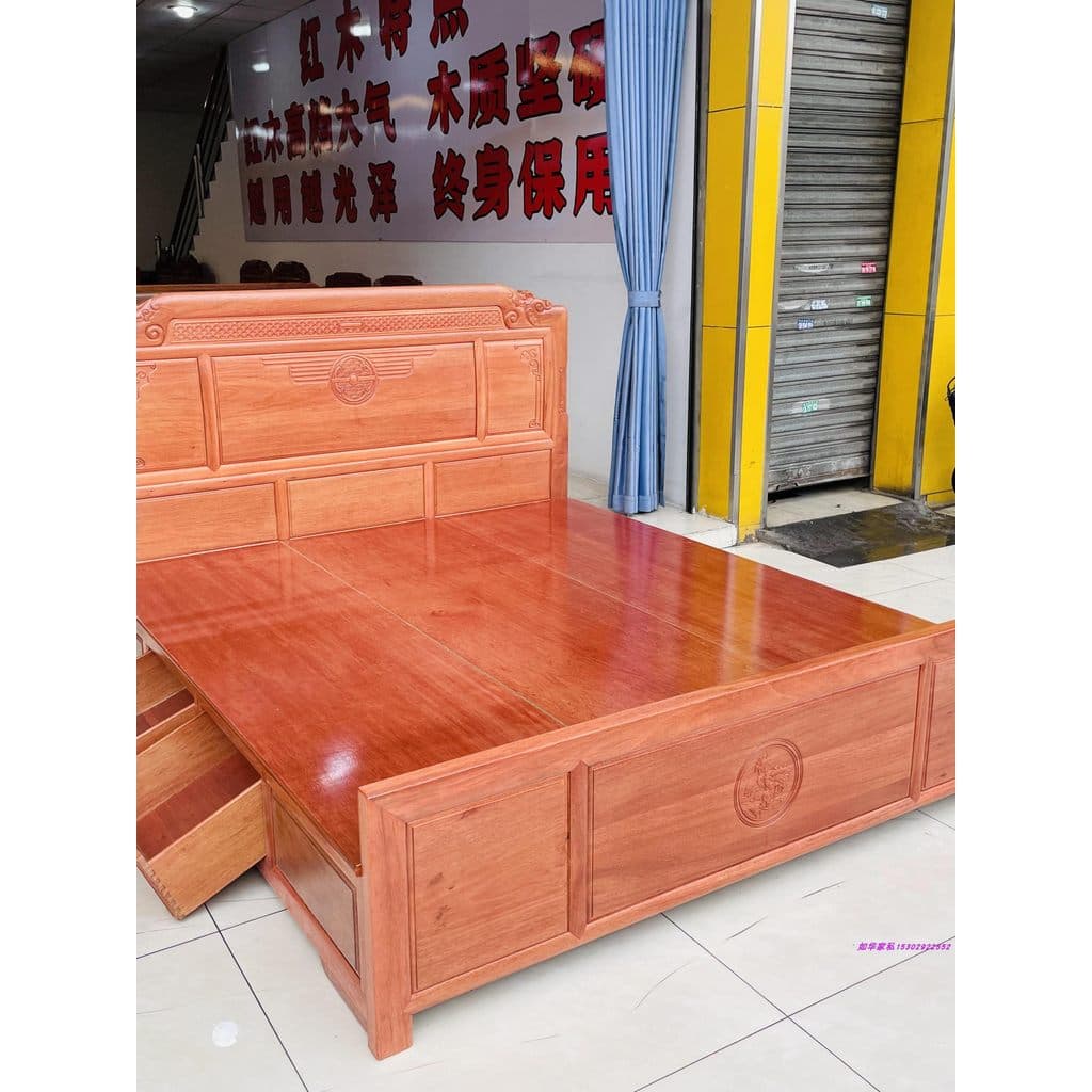 Cama de mogno importada grade de abacaxi cama de casal de madeira jacarandá cama de casamento Log Tenon cama clássica ca