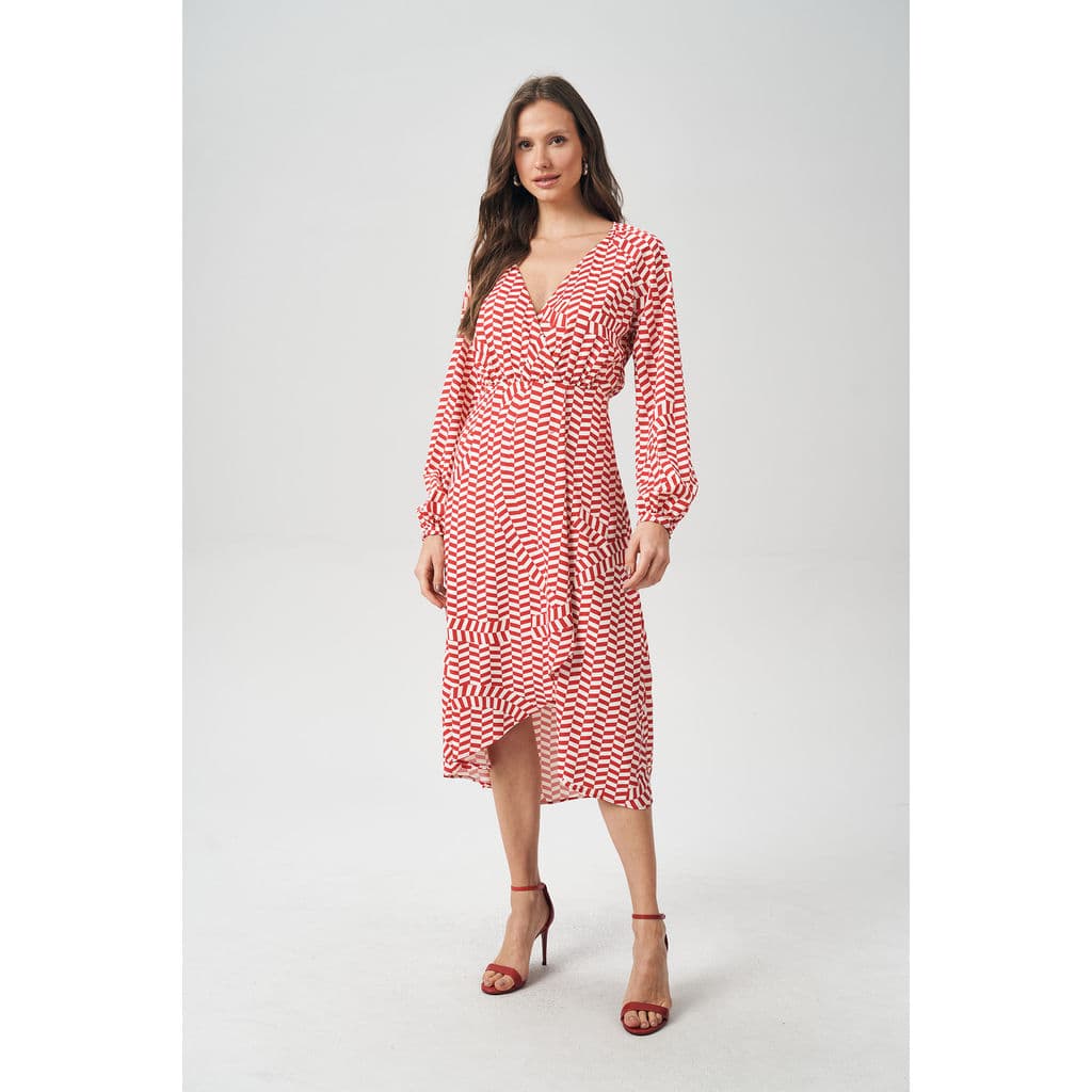 Vestido Midi Estampado Feminino Acostamento