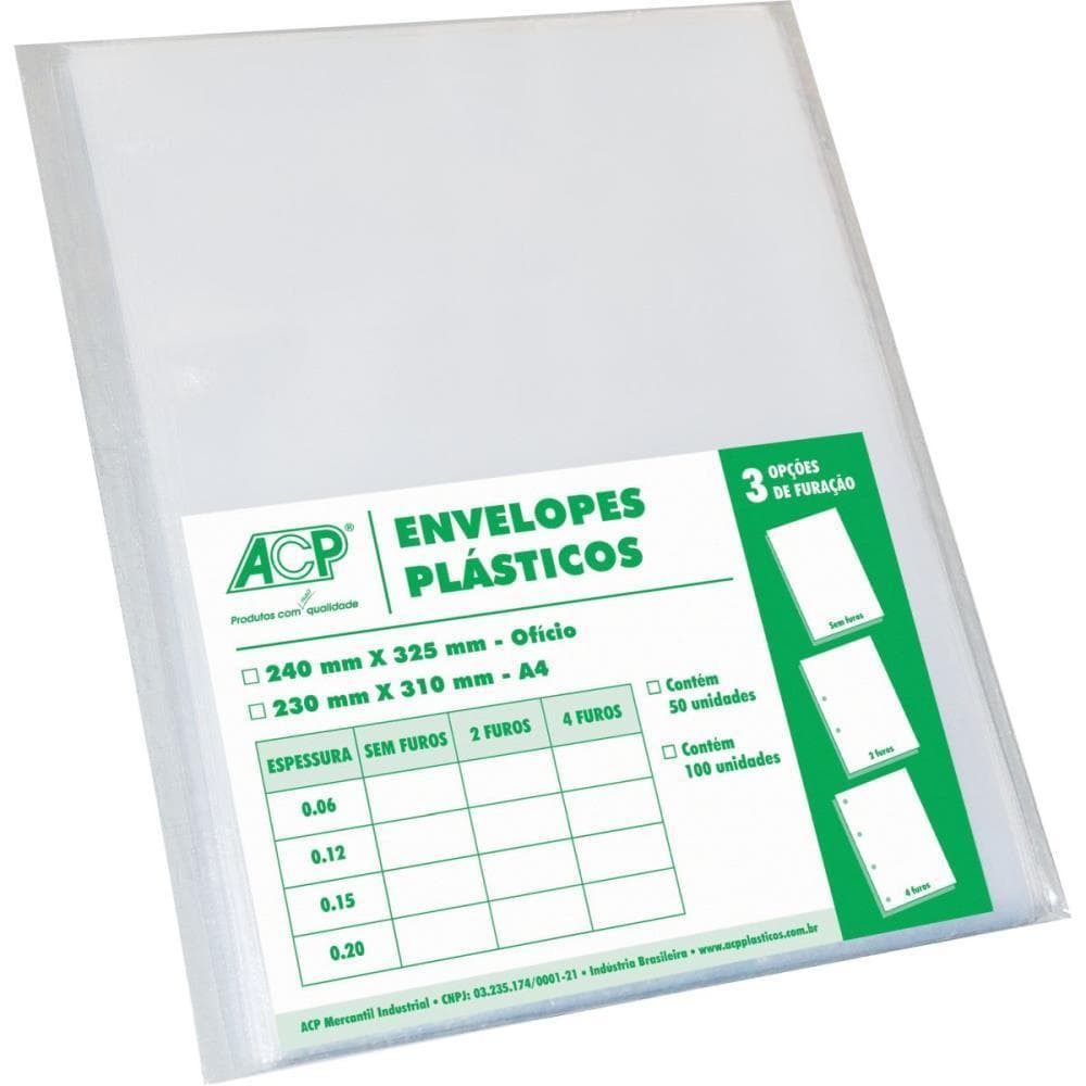 Envelope Plastico sem Furo Oficio Medio 0,10MM PCT.C/100