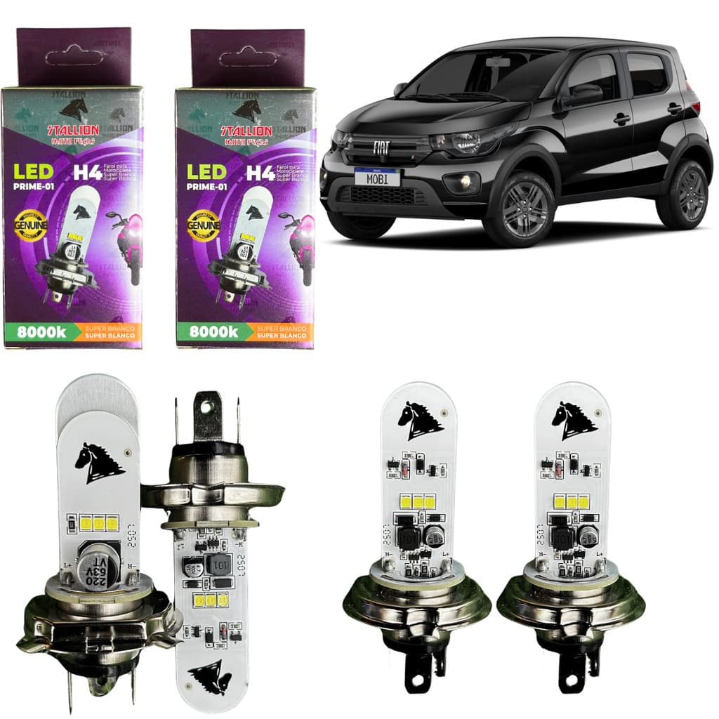 Kit 2x Lâmpada de LED H4 Cavalinho 8000K Super Branca Carros