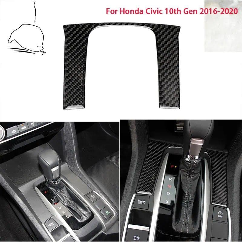 Para Honda Civic 10th Gen 2016-2020 Painel De Engrenagem Transmissão Manual Capa Guarnição Adesivo Estilo Fibra Carbono