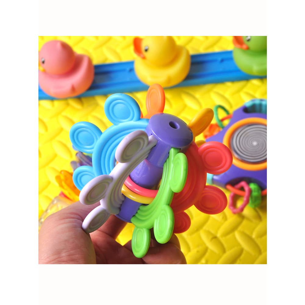 Exportação de comércio exterior bebê mão chocalho sino mordedor fixador bebê mão agarrar bola Molar música brinquedo 0-6