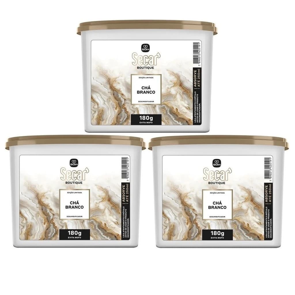 3 Evita Mofo Secar - Chá Branco 180g anti mofo Desumidificador Ambientes