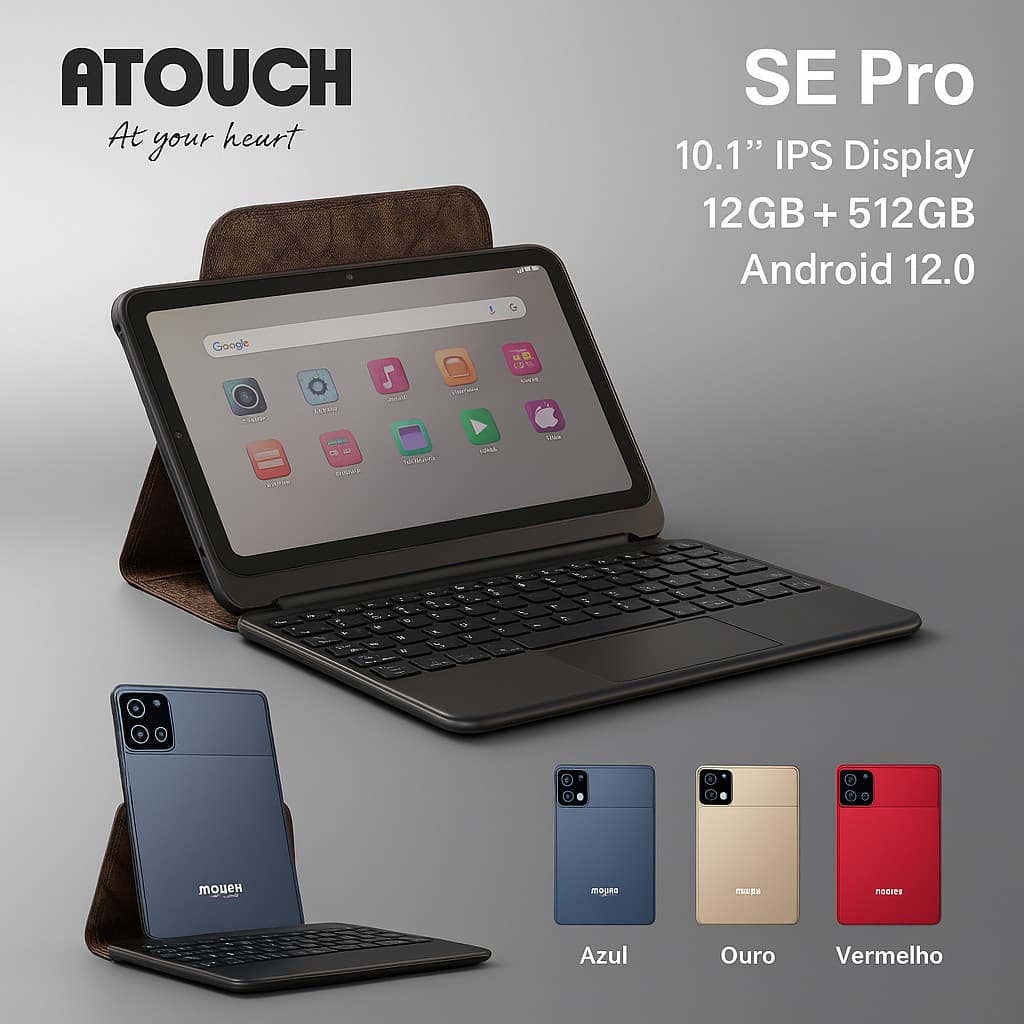Tablet SE Pro 10.1” IPS | 8GB+512GB | Octa-core MTK | Câmera 13MP+20MP | 10000mAh | Android 12 | WiFi + GPS