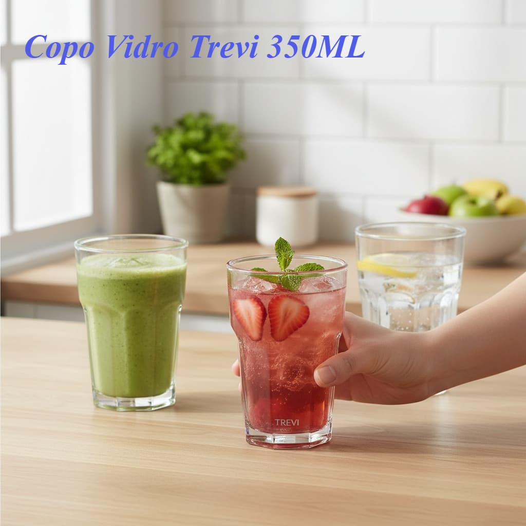 Kit 12 Copos De Vidro Resistente 350ml Para Suco Água Refrigerante REFORÇADO