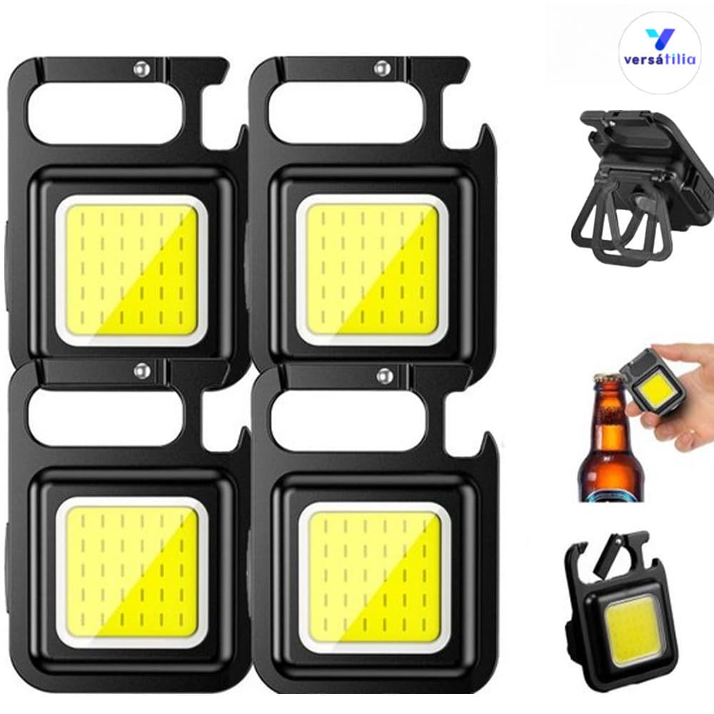 Com etiqueta recarregável portátil LED/USB ajustável 3 modos Mini lanterna chaveiro e abridor de garrafas