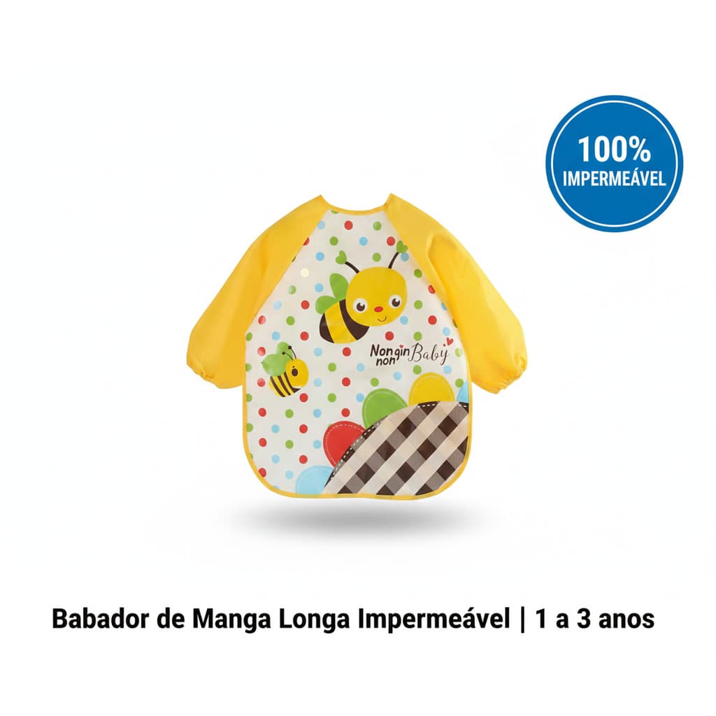 Babador Infantil Manga Longa Impermeável EVA – Alimentação Sem Sujeira | Modelos Sortidos