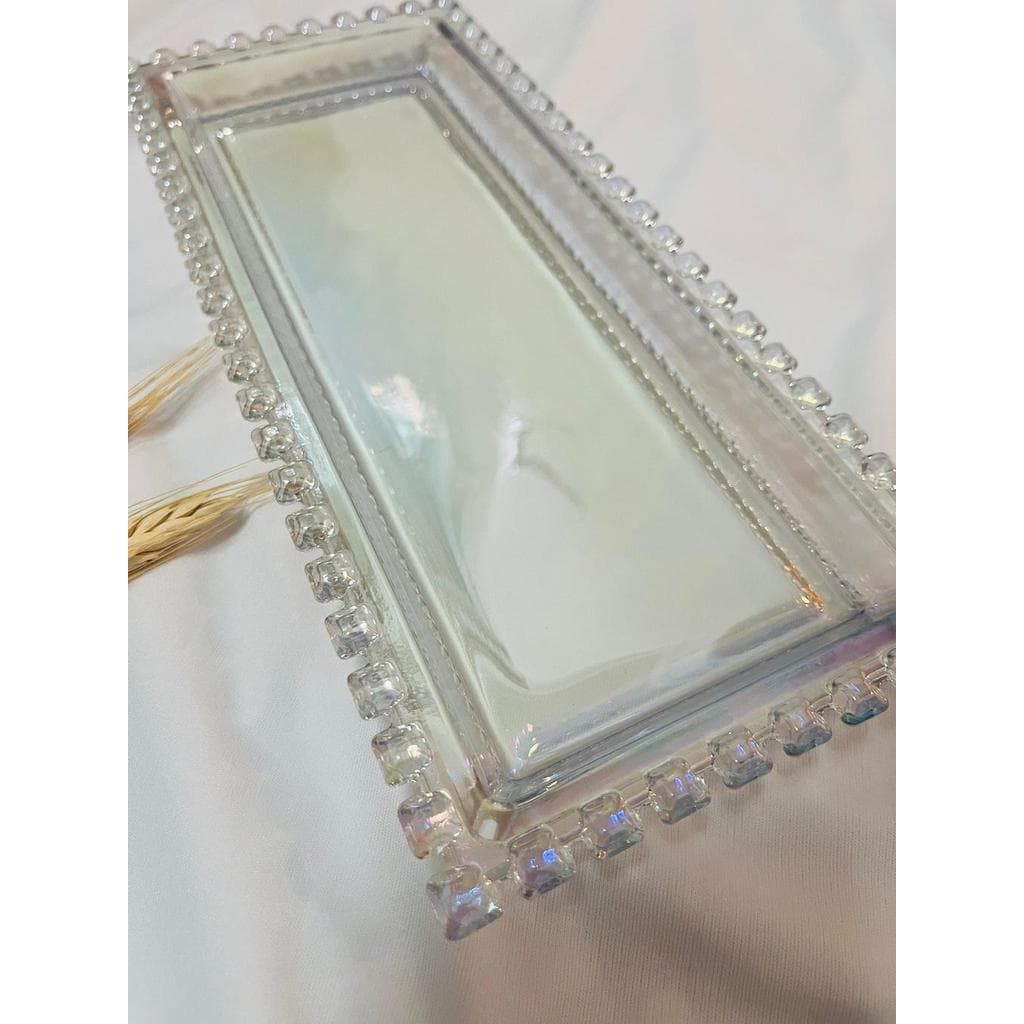 Travessa Retangular Cristal L'Hermitage Furta Cor 30cm Borda Diamante
