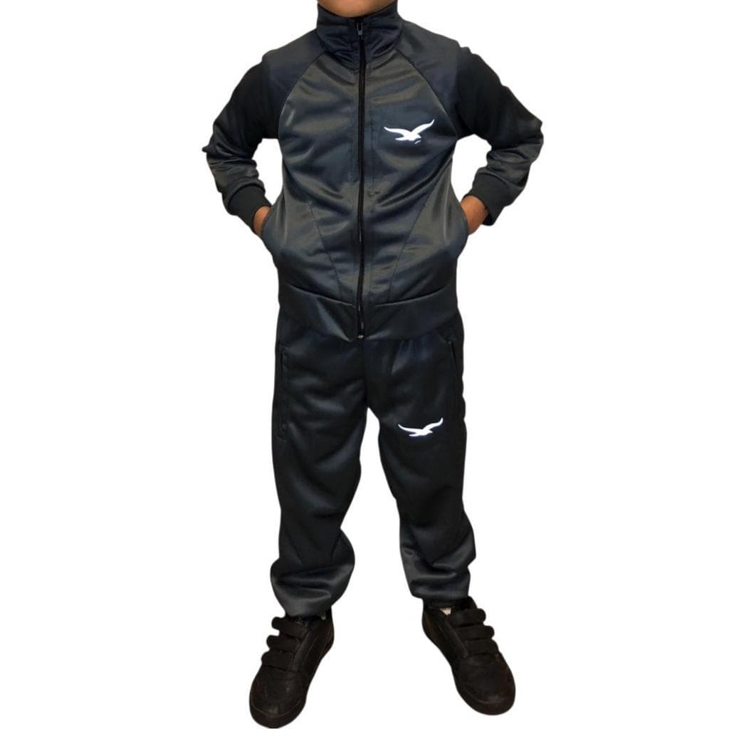 Kit Masculino Infantil Básico Cinza Para o Frio Blusa e Calça Jogger - Tamanhos do 04 ao 16 - Pronta Entrega Origins