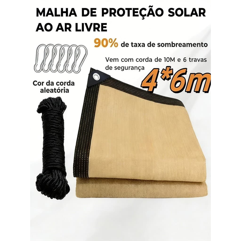 Tela Sombreamento Cobrir Garagem Piscina 3mx4m/4mx6m Sombrite 90% Com Llhos Metálicos Proteção UV e Instalação Rápida