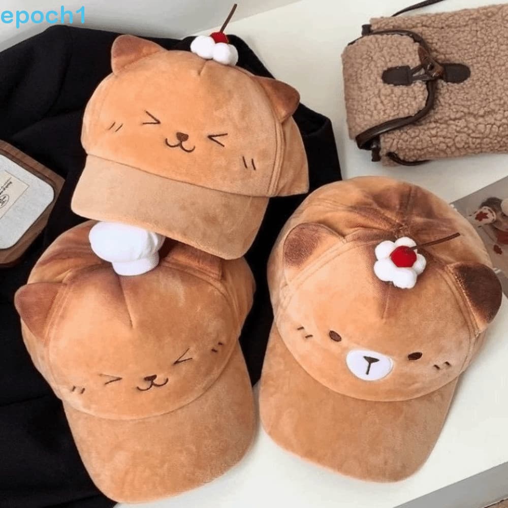 Boné de Beisebol EPOCH1 Cherry, Bonito e Quente, Proteção Solar com Designs de Desenhos Animados de Urso, Pato e Gato, A
