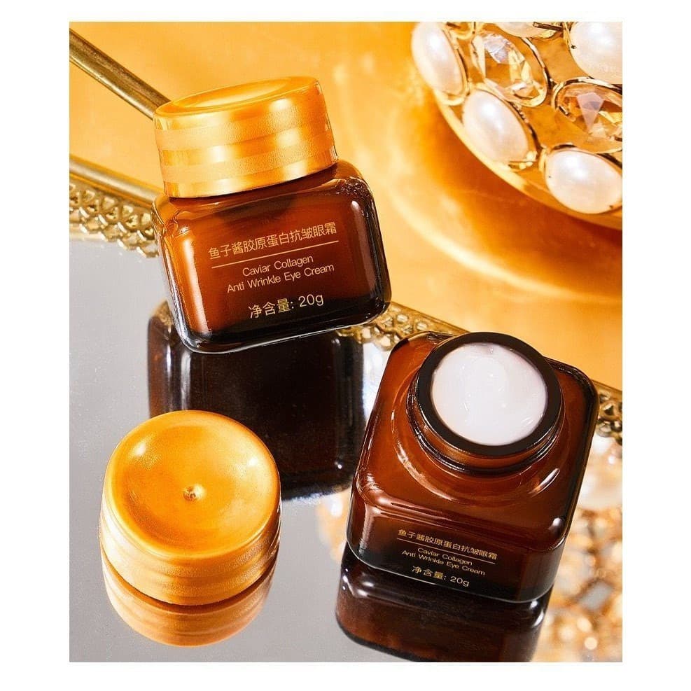 [One Shot Three] Cool Ten Years Old Caviar Colágeno Antirrugas Creme para os Olhos Hidratante para a Pele dos Olhos Fiqu