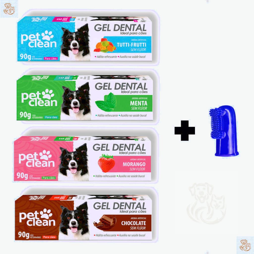 Pasta de Dente para Cães e Gatos Gel Dental para Cachorro 90g Higiene Bucal Pet Clean