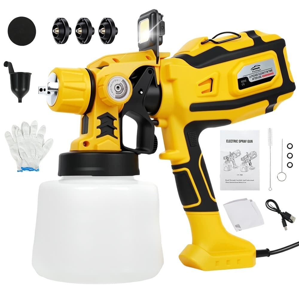 Pistolas De Pintura Elétrica 850w 1400ml Hvlp Com Luz Led