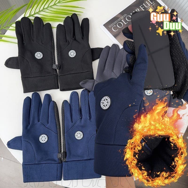 [Guudu] Luvas Quentes Grossas De Inverno – Com Tela Sensível Ao Toque Design Flip-Dedo Mulheres Homens Proteção Para As