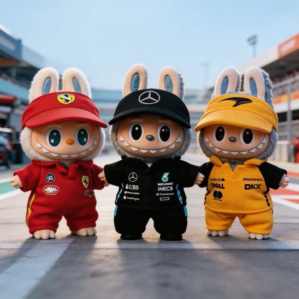 F1 Conjunto De Roupas Fofas 17cm LA-BU De Boneca De Pelúcia Completo Ferrari McLaren Moda Presente