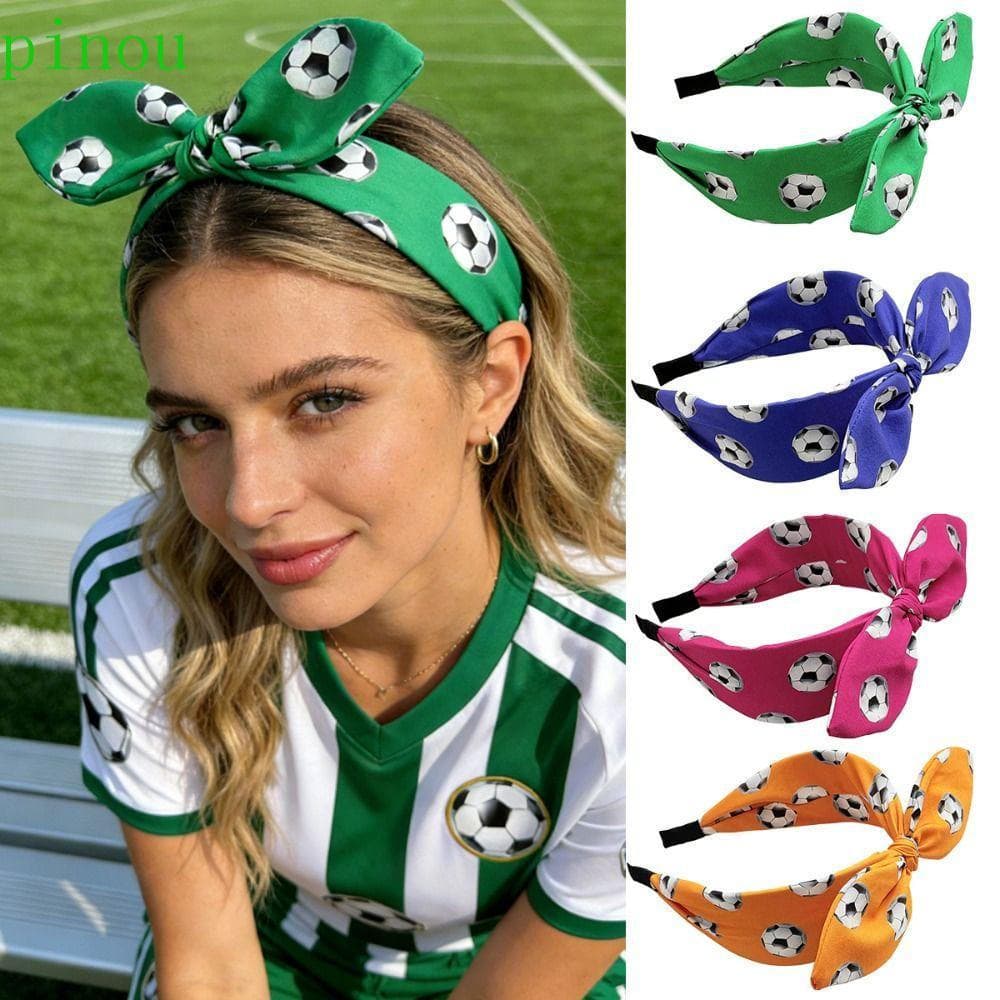 PINOU Faixa De Cabeça De Futebol , Cabelo Fofa Para Fã Orelha De Coelho , Design Encantador Com Nó