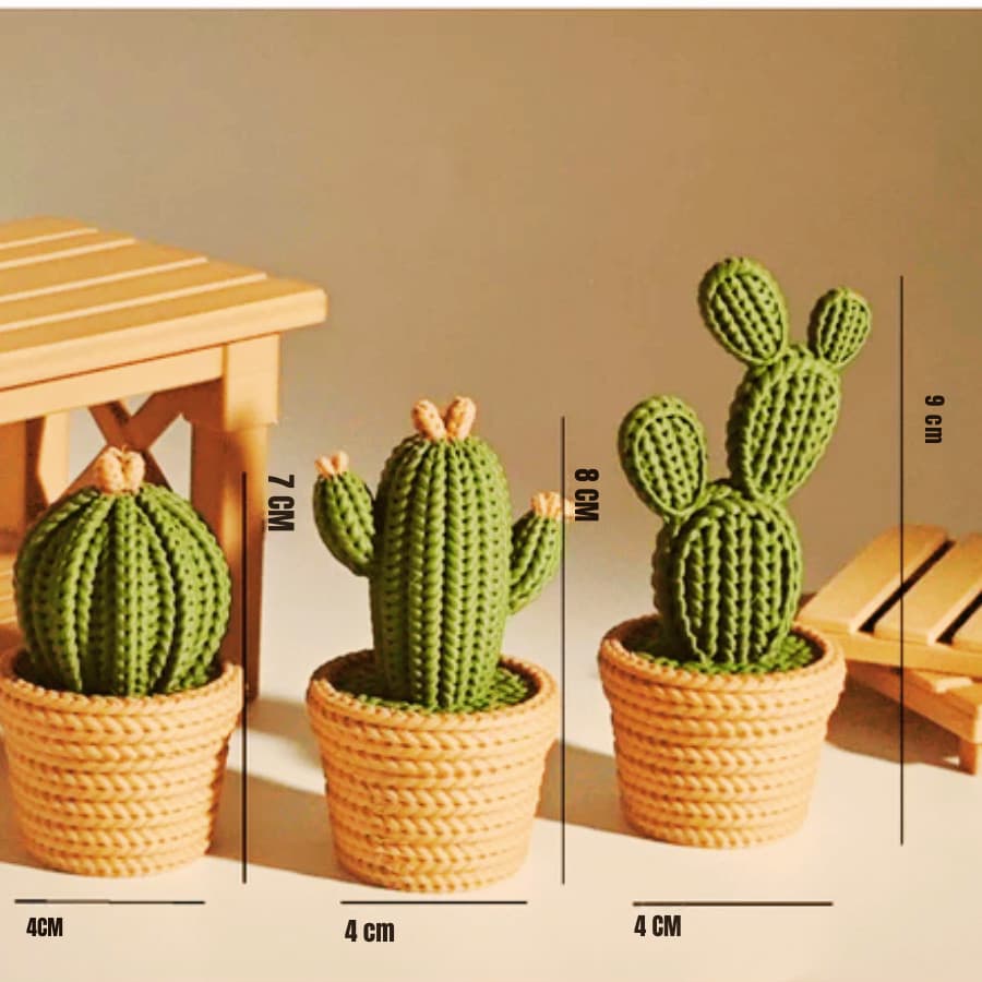 Kit 3 Cacto Plantas Onamentais Mais Vendido Oferta Especial Tricô Lindo