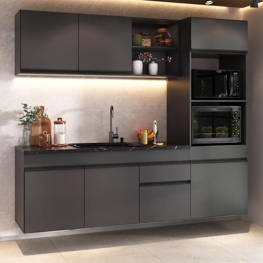 Cozinha Modulada Compacta Suspensa 211,5cm Milano Multimóveis MP2410