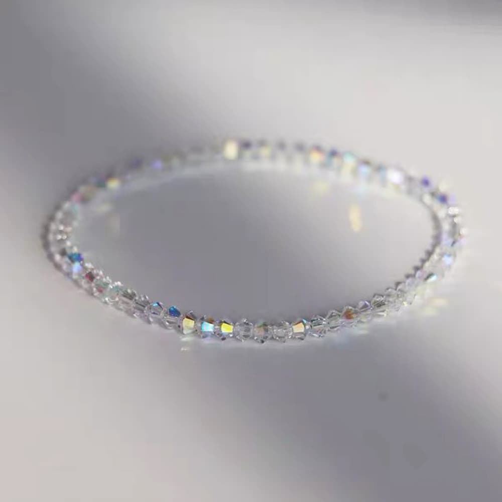 Frisado Super piscando branco colorido pulseira de cristal fino feminino simples moda luz textura luxo