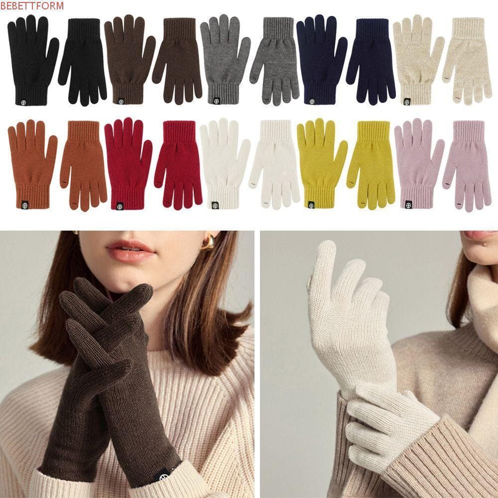 Luvas De Malha De Inverno BEBETTFORM , Confortáveis Compatíveis Com Tela Sensível Ao Toque , Espessadas