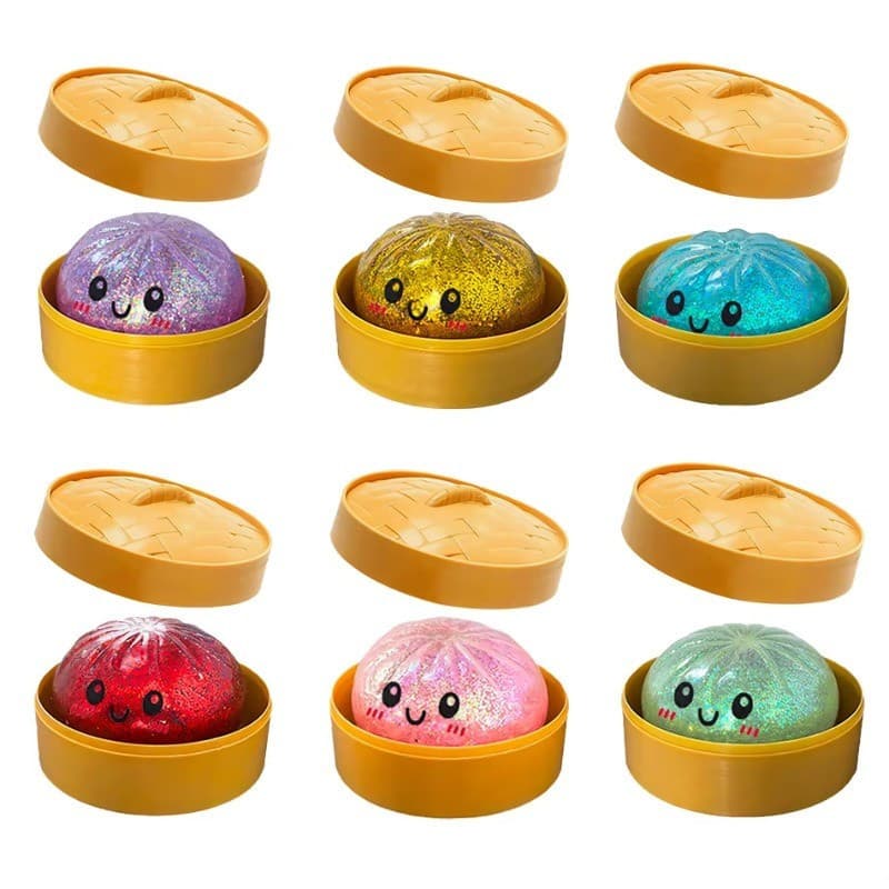 5cm Glitter Bolinho Mole Com Caixa Bolinhos Sensorial Squeeze Brinquedo Espremer Compressão De Descompressão